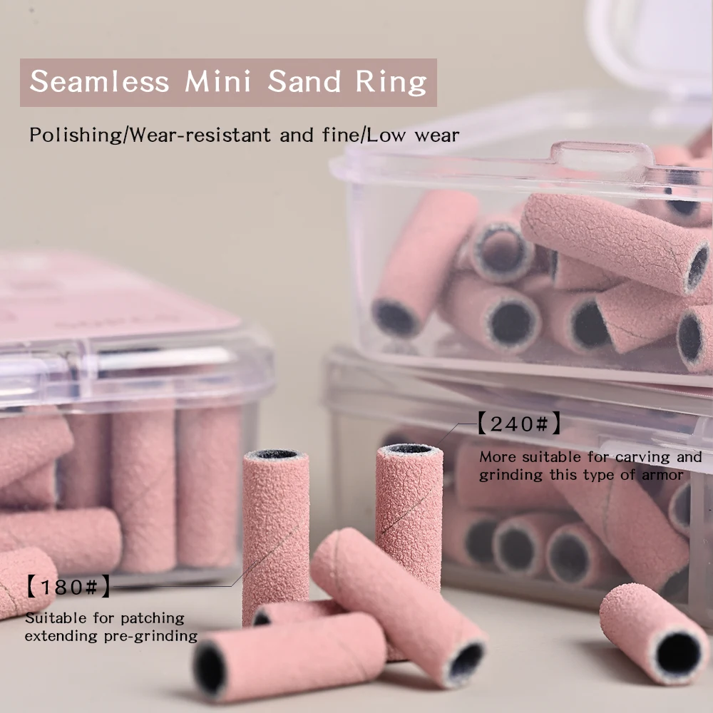 50 Stück verbesserte nahtlose Nagelschleifbänder, Körnung 180/240, staubfrei, effiziente Schleifringe, elektrische Nagelbohrmaschine, Gelpoliermittelentfernung