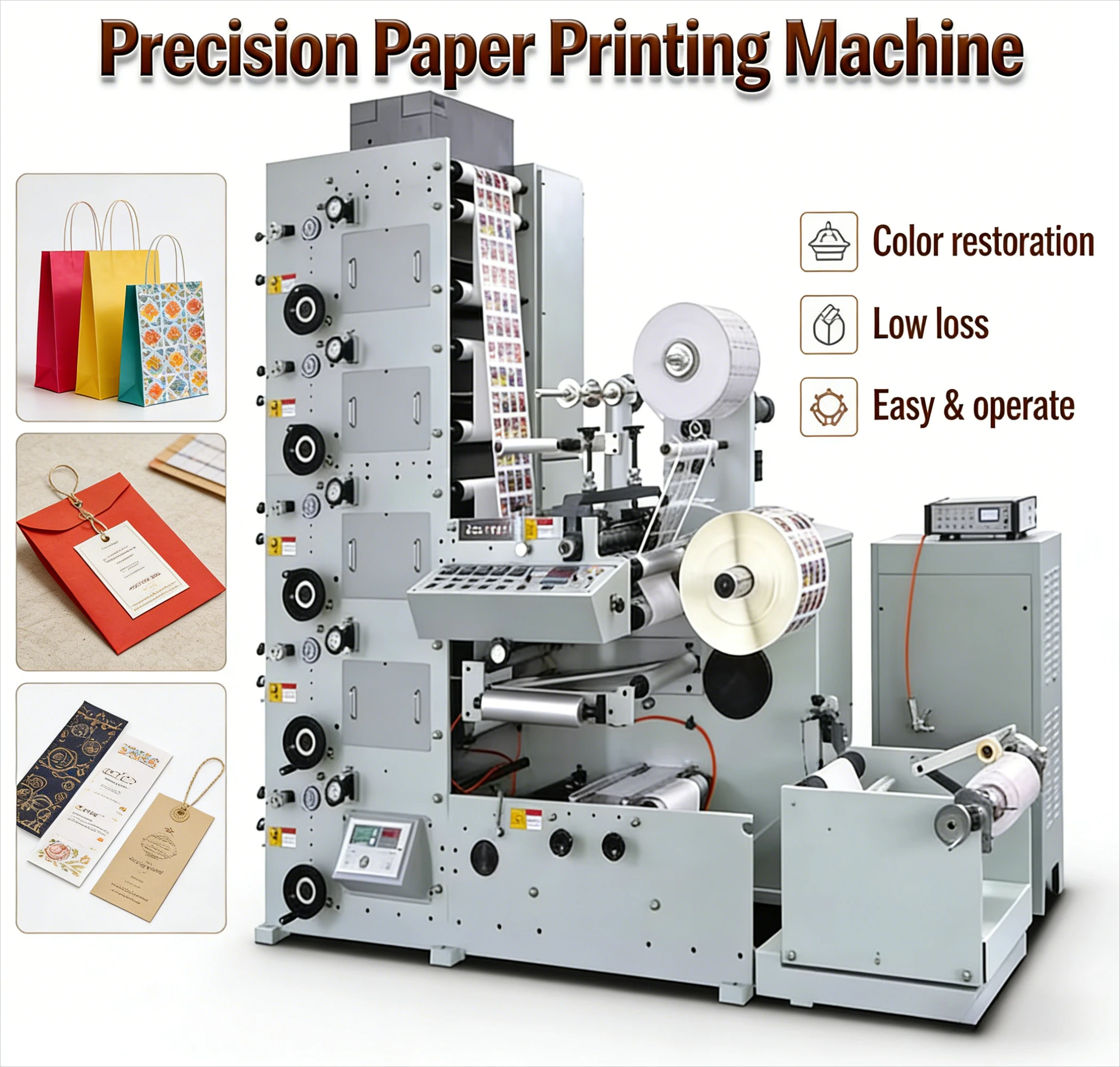 Customized High-Speed 4 Color Flexographic Printing Machine For Paper Cup Or Label Etc