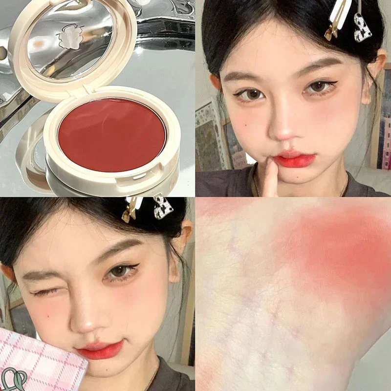 Monocromatico Red Blush Cream Face Mineral Pigment Peach Nude Pink Matte Natural Mud Blusher Brighten Lasting Cheek Rouge Cosmetic