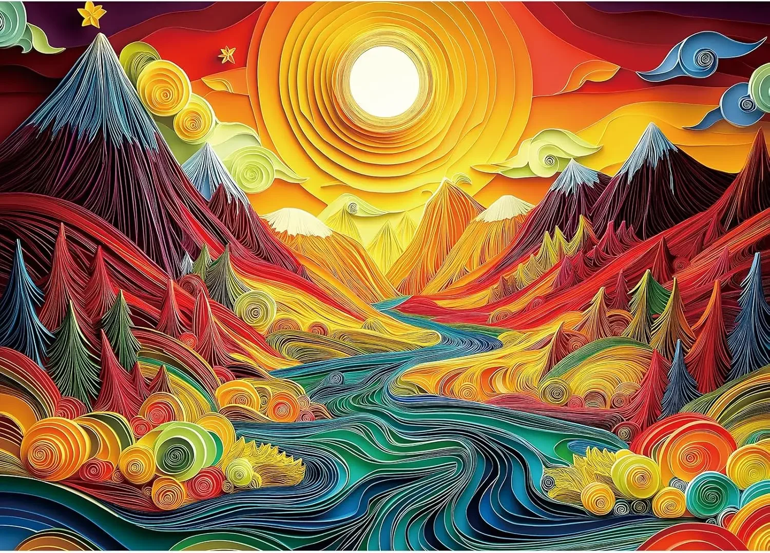 

70X50 Cm Jigsaw Puzzle 1000 Pieces Adults Sunset Landscape Paper Puzzle Hight Diffcult Challenging Chamber Living Room Decor