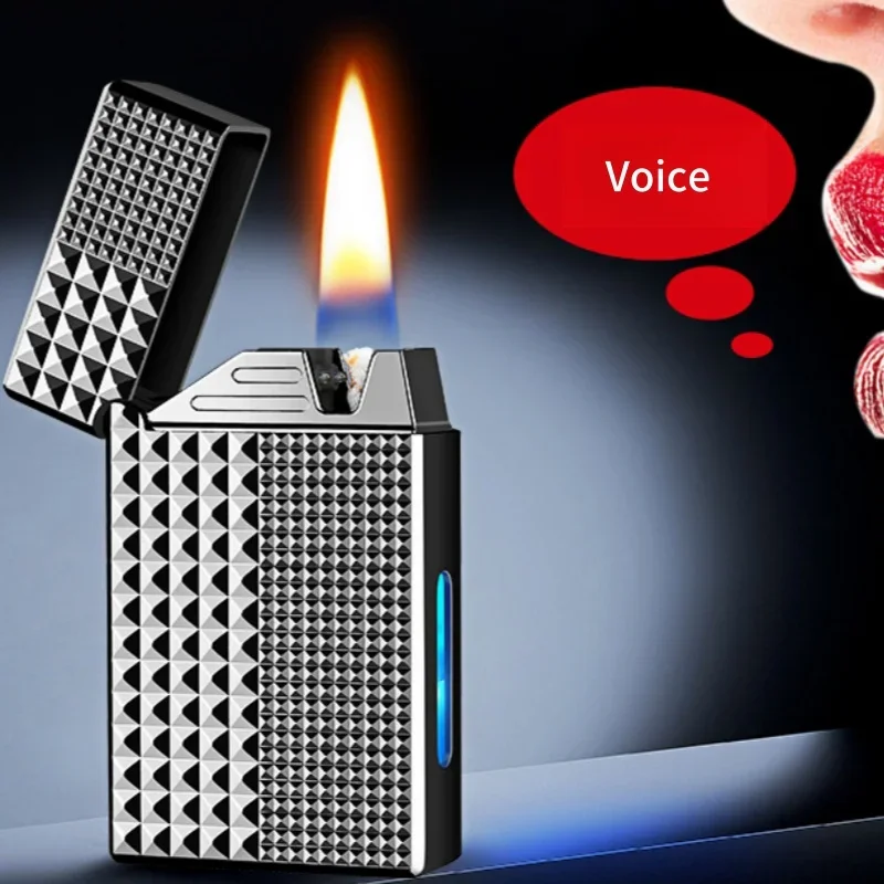 Hot selling high-end metal intelligent voice controlled ignition lighter, visual window USB charging lighter