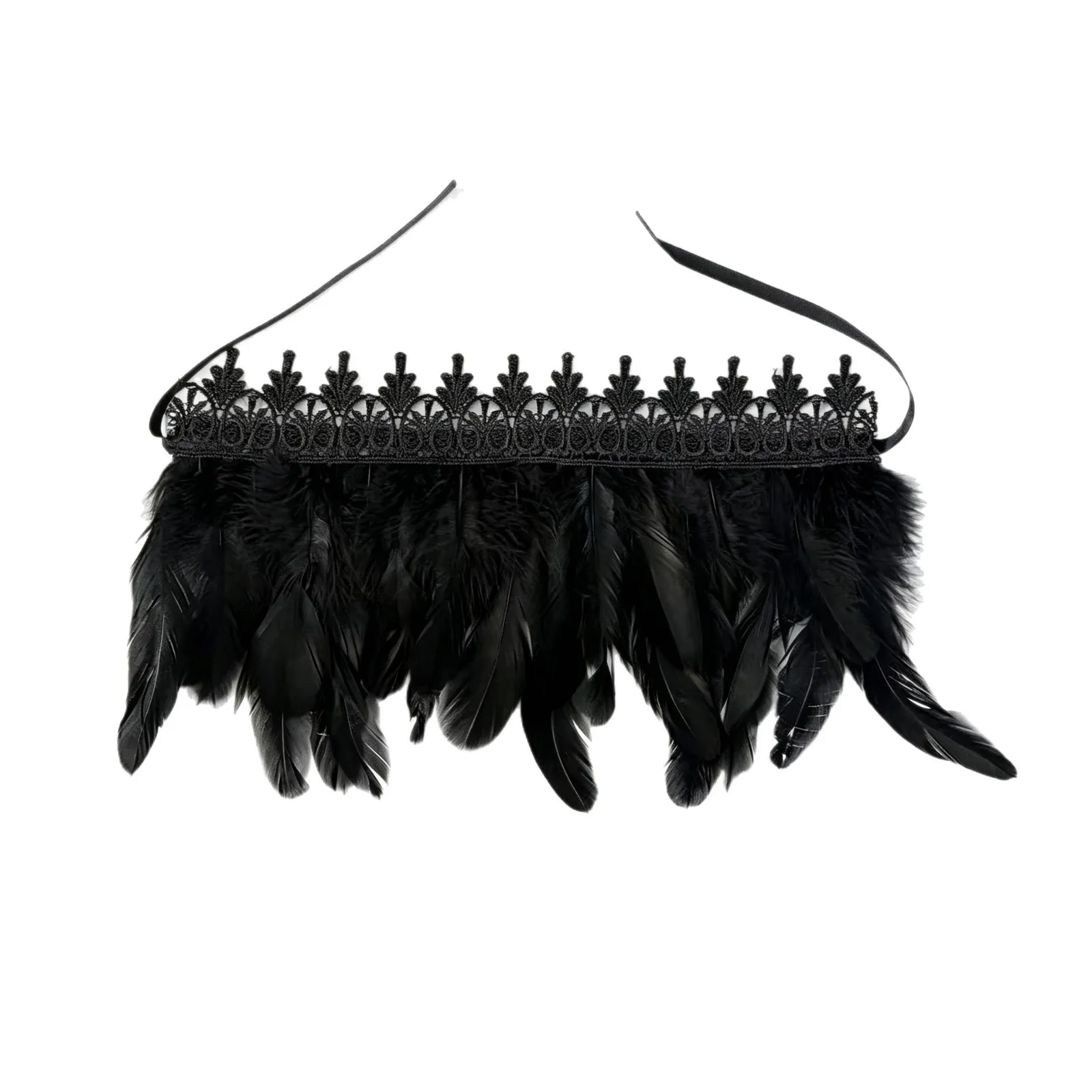 Gothic Feather Neck Collar Lace False Collar Costume Accessory for Women Party Cosplay Dress Up view 5