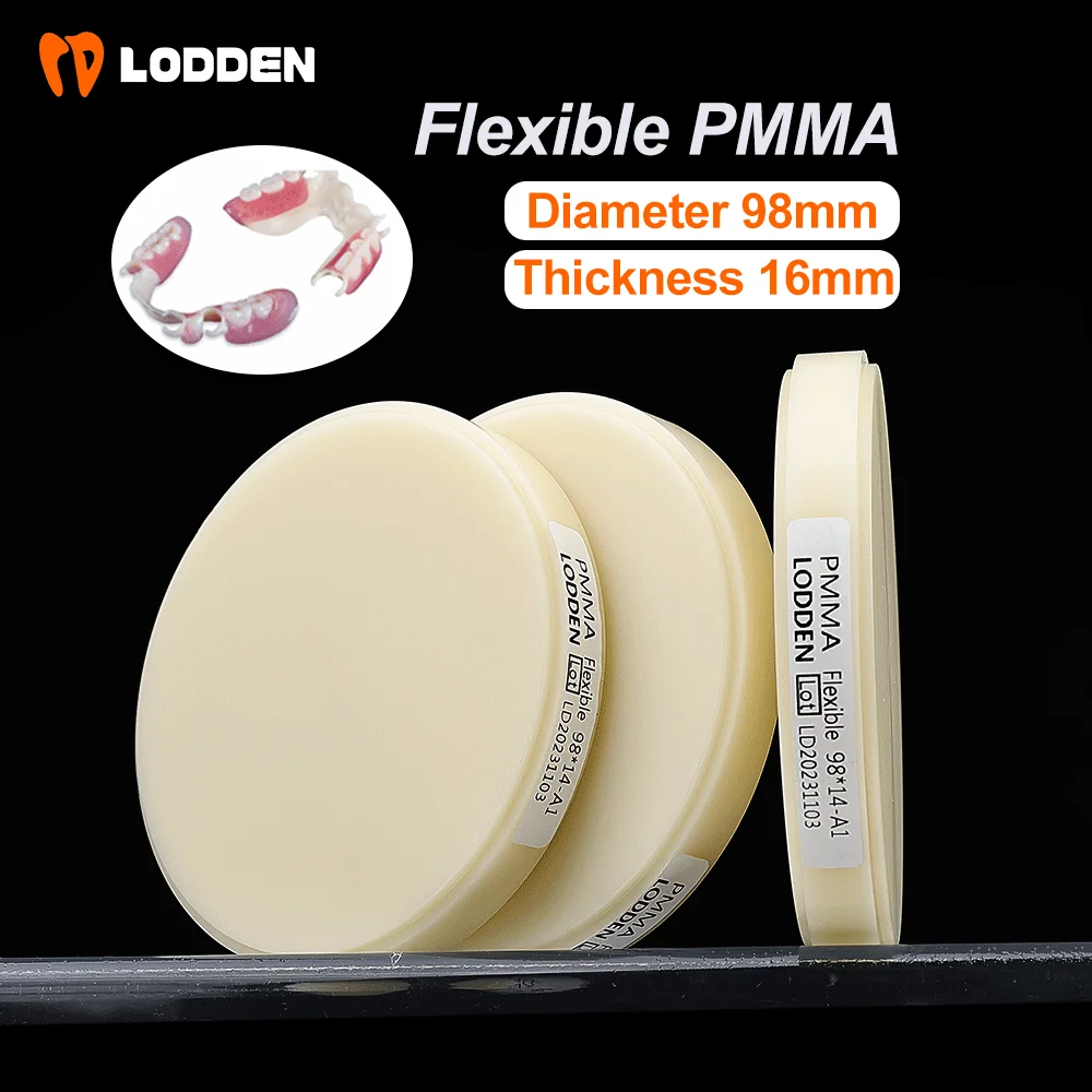 Lodden disco PMMA Flexible de 16mm para laboratorio Dental, sistema abierto CAD/CAM de 98mm, materiales de resina elástica para dentista