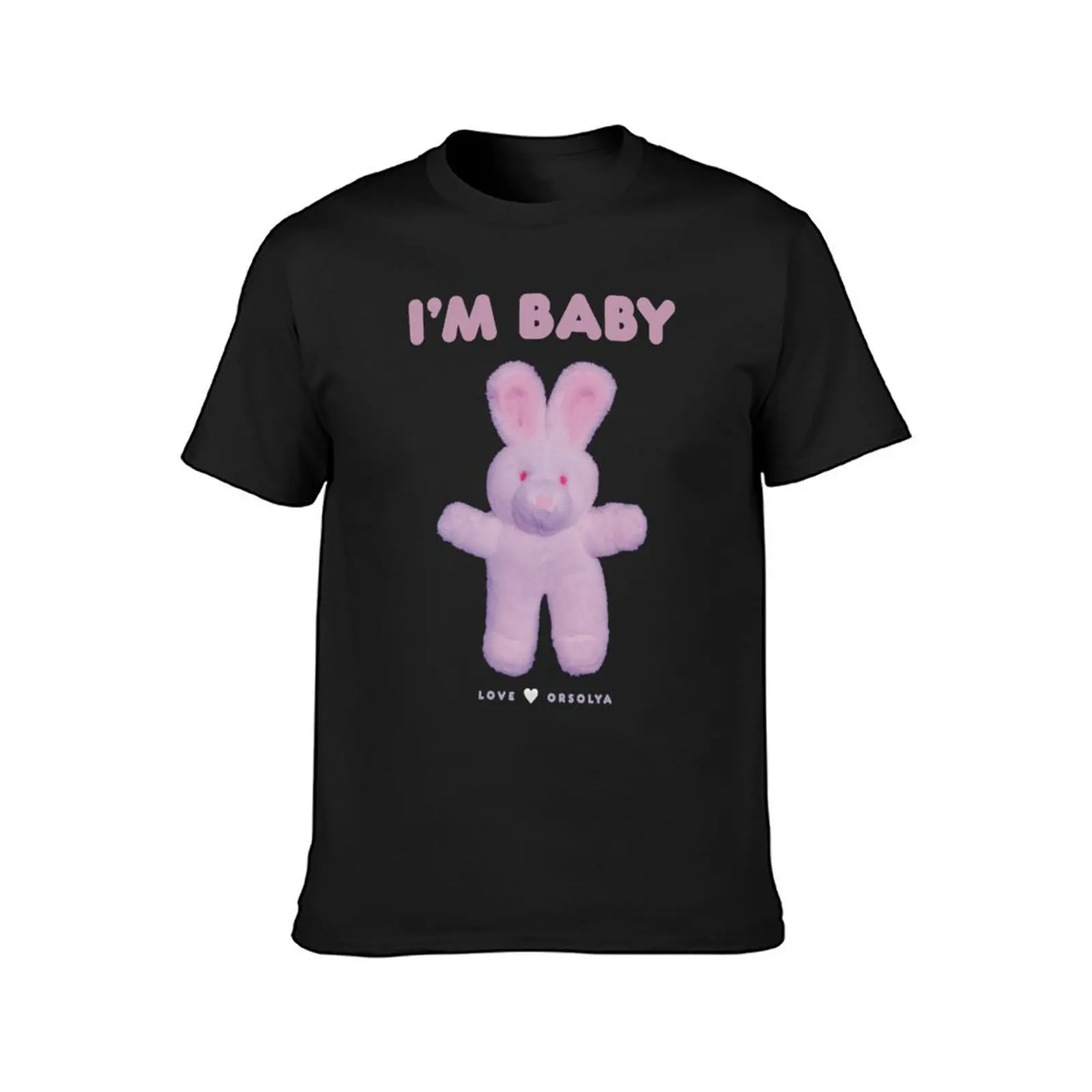 Purple I’m Baby Bunny Plushie - white background T-Shirt oversized Blouse anime clothes men clothes