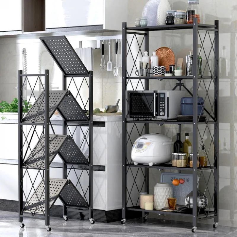 Tier Foldable Storage Rack With Wheel For Living Room Bedroom Kitchen