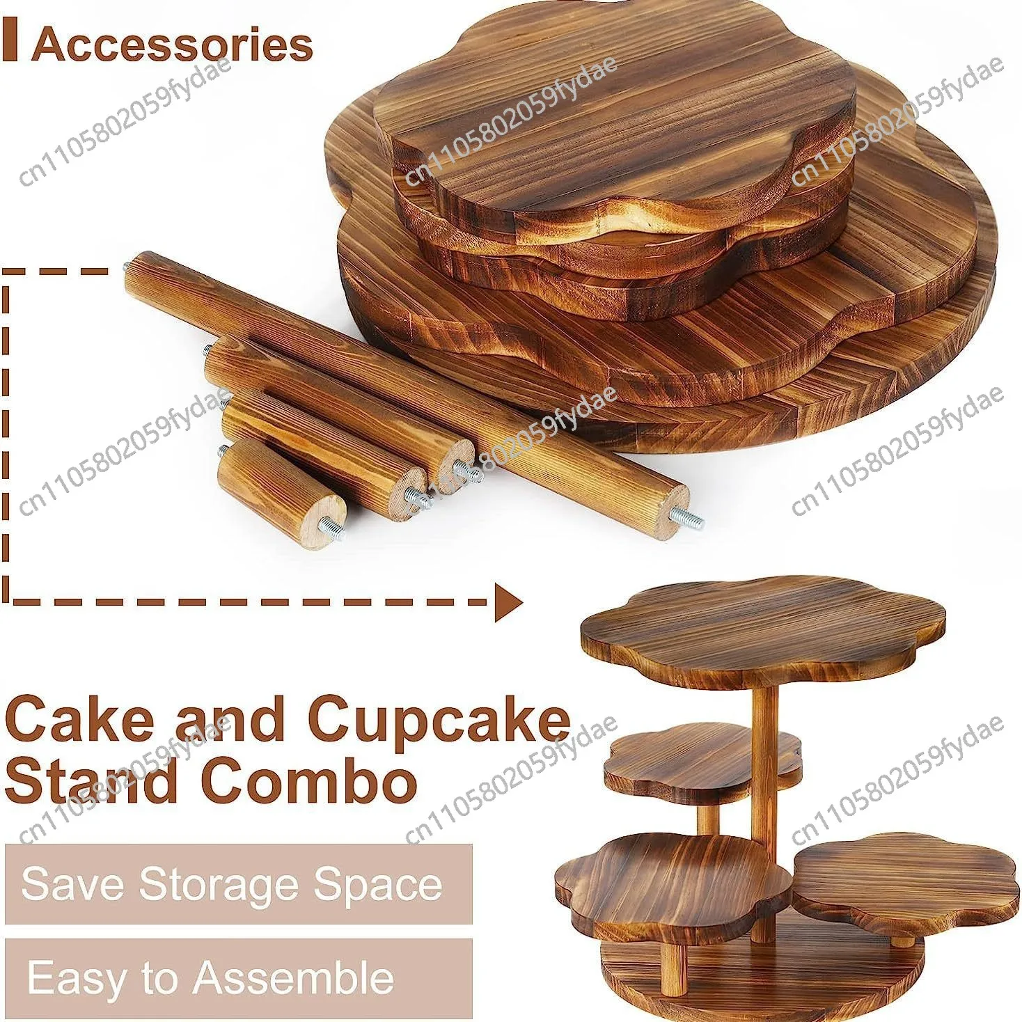 Wooden cake rack Party double dessert display rack Hotel tray Cupcake storage rack Storage