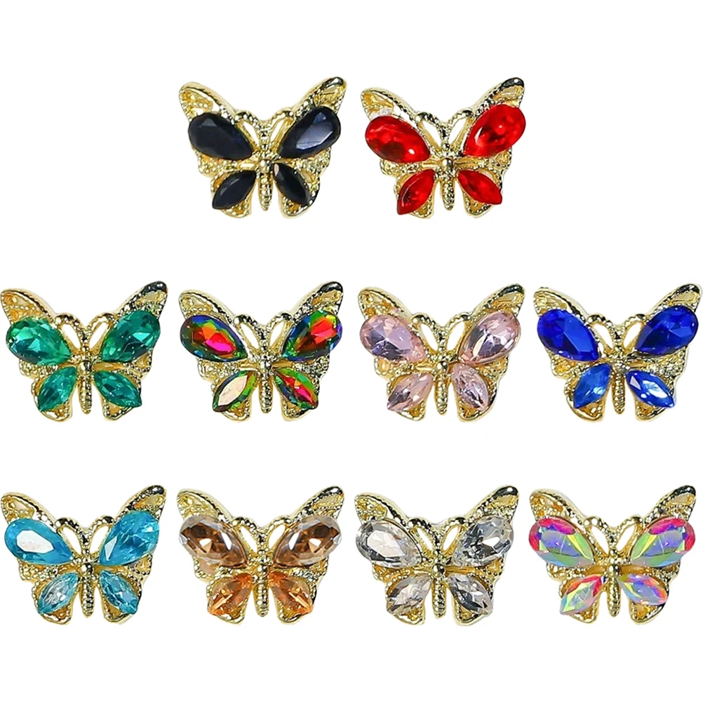 

10 Pcs Crystal Butterfly Accessories Charms for Nails Design Butterflies Ornaments Diy Rhinestone Manicure Decorations Jewels