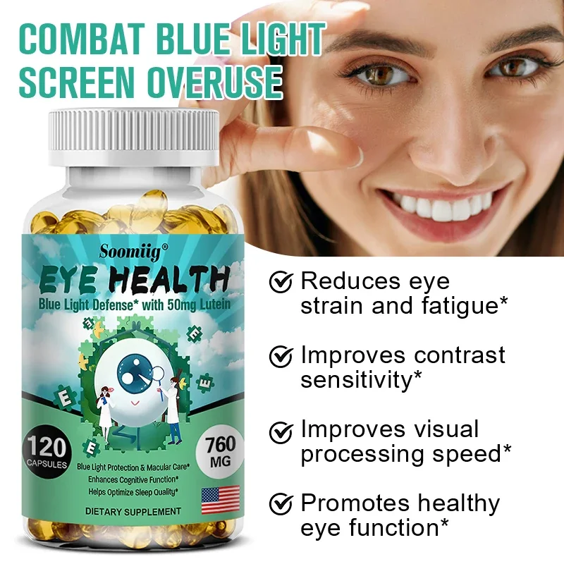 Soomiig Eye Protection Vitamins - Lutein + Zeaxanthin, Relieve Eye Fatigue, Dry Eyes and Vision Health, Prevent Myopia