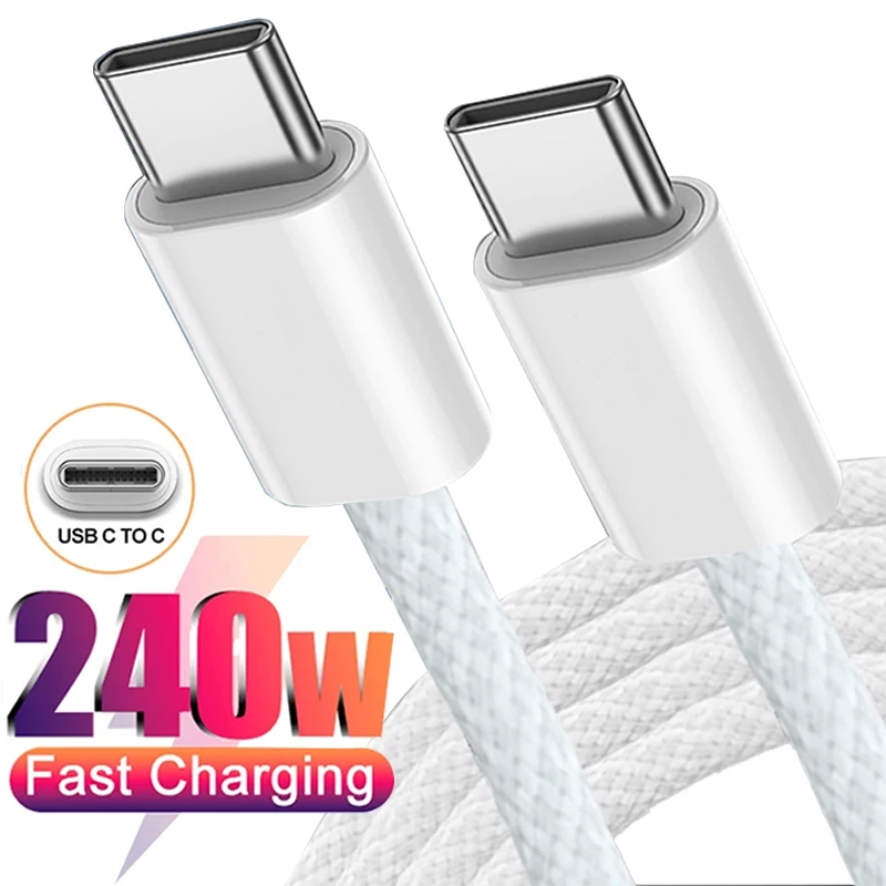 240 W Nylon geflochtenes USB-C-Kabel Dual Typ C Schnellladekabel Telefonladekabel 480 Mbit/s Datenübertragungskabel für IPhone 16 15 Samsung