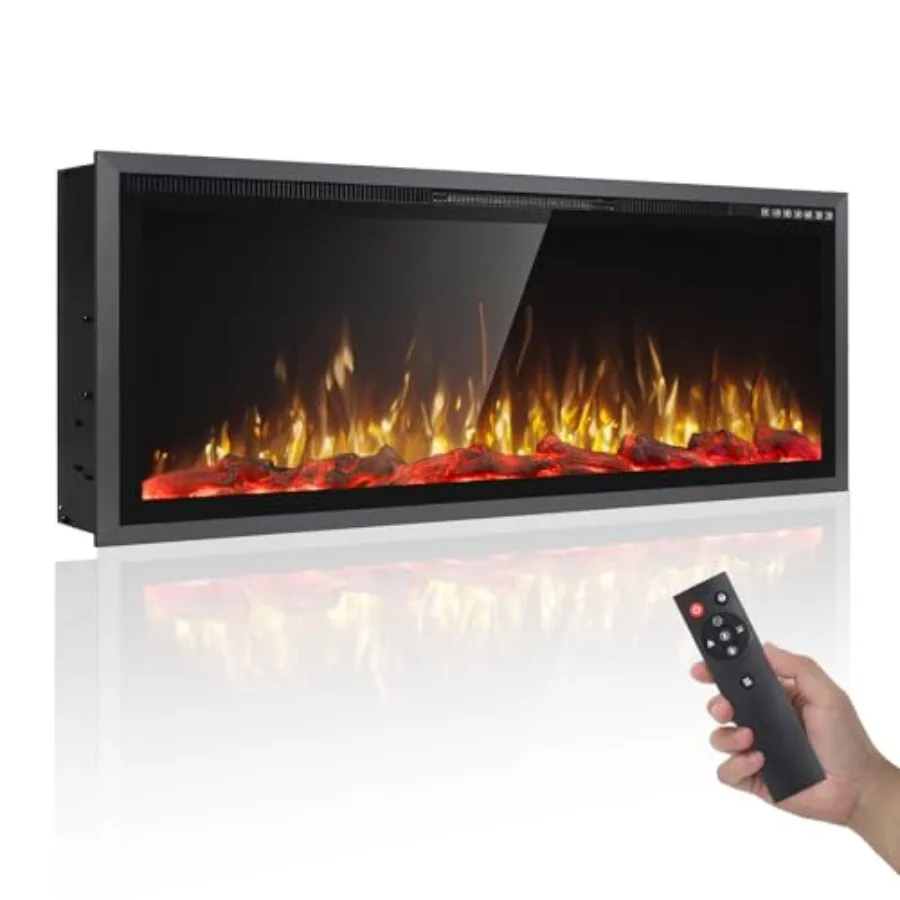 

42 inch Electric Fireplace with Ultra Narrow Frame and Wide Screen Design for Modern Living Room or Bedroom WallMounted Electri