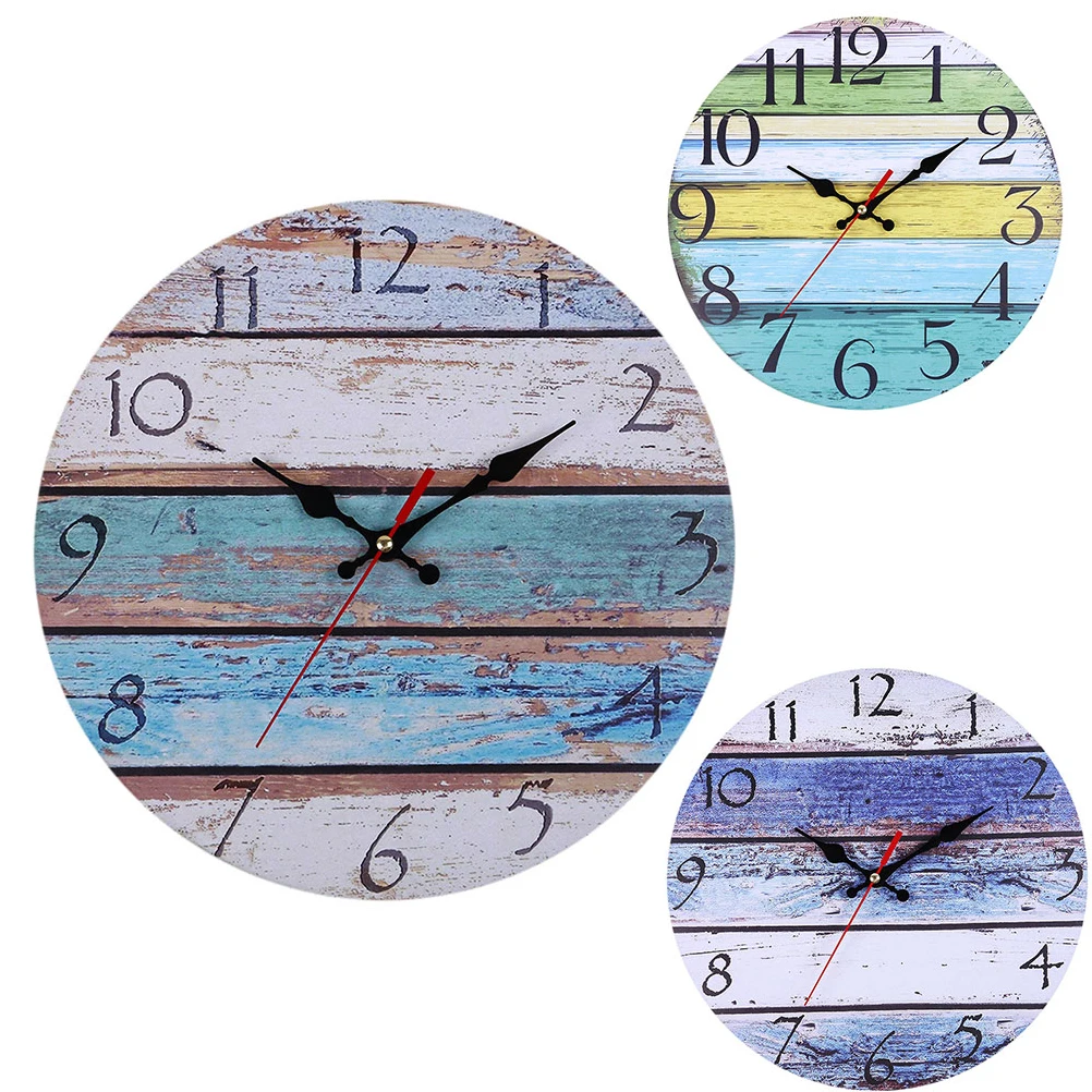 

Retro Wooden Wall Clock Round Pastoral Silent Decorative Clocks for Bedroom Living Room Vintage Home Furniture