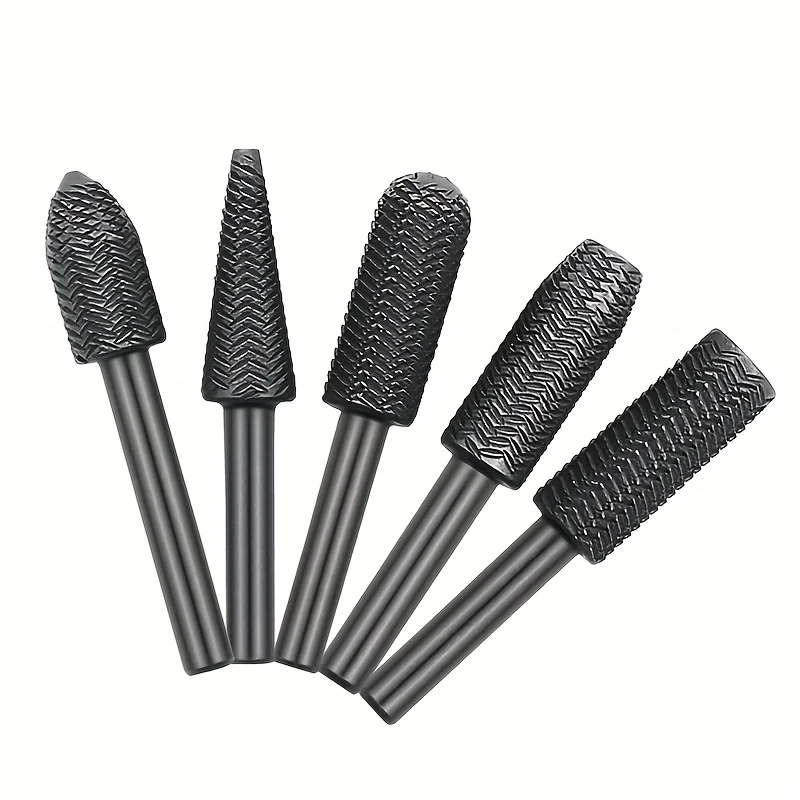 5 stücke Premium-Hartmetall-Grat-Set-Hoch geschwindigkeit schneiden, Holz schnitzerei, Dreh-Raspel-Bohrer feilen für die Holz bearbeitung, Zimmerei, Gravur – Detail 3