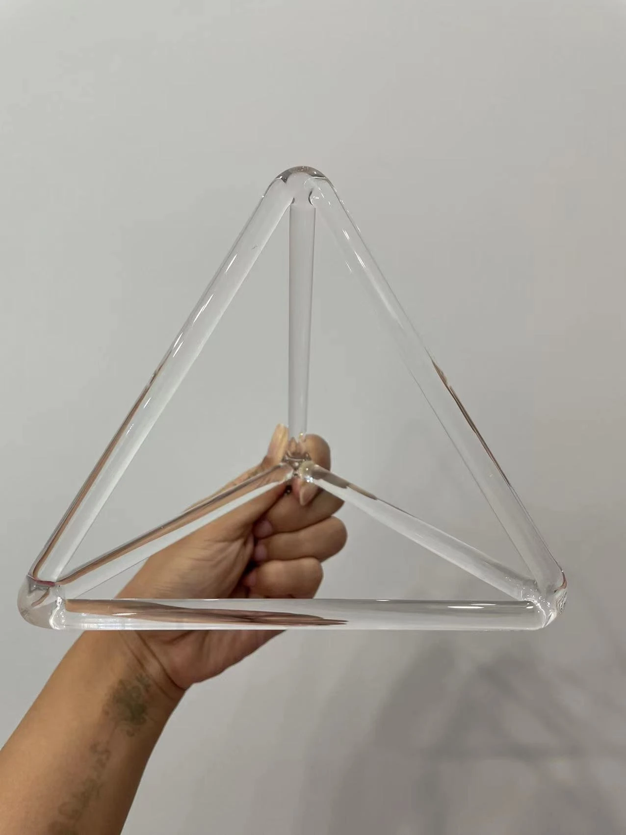 6inch Quartz Clear Crystal Triangle Tripod Singing Pyramid for Sound Healing Yoga Relax with Free Mallet