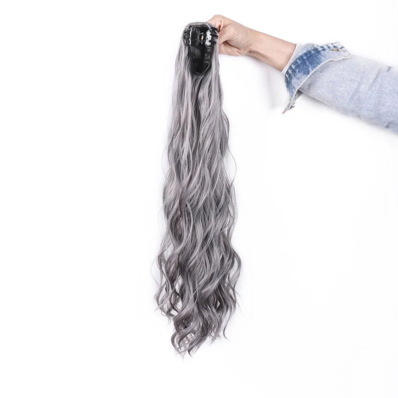 Long Curly Ponytail Wig for Women, Fluffy Natural Invisible Claw Clip Ponytail Wig view 5