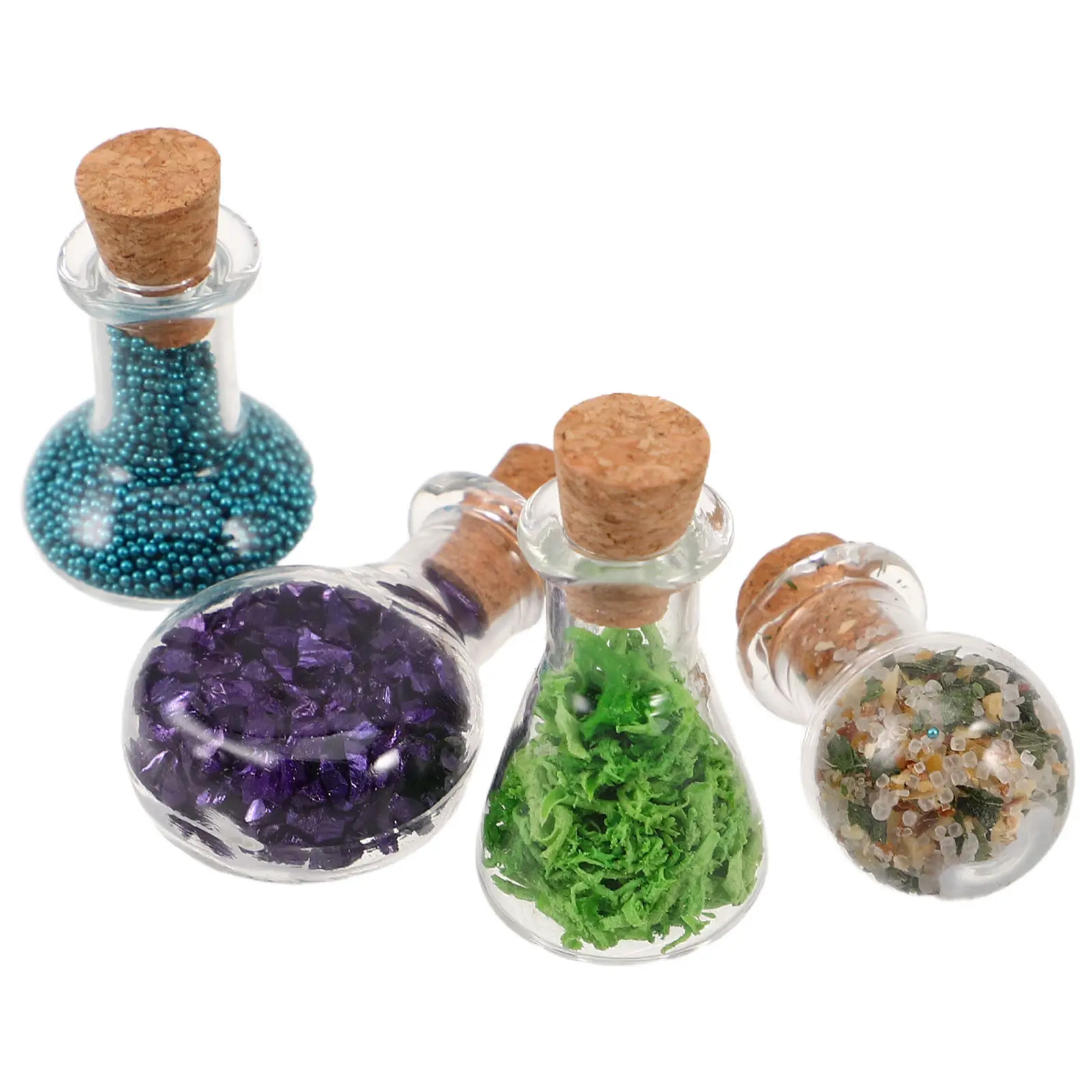 

4Pcs Miniature Simulation Mineral Bottles Intricate Detail for Dollhouse Decor Halloween Theme Craft Home Decoration Accessories