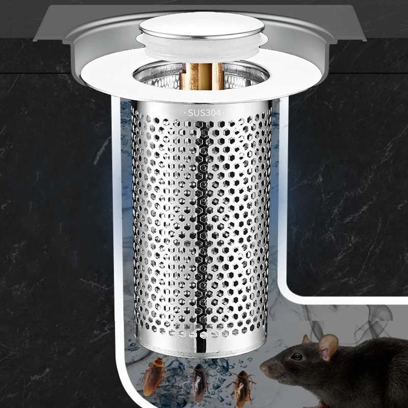 Multifunctional Stainless Steel Pop-Up Bounce Core Filter Basin Drain Hair Catcher Bathroom Sink Strainer Accessory