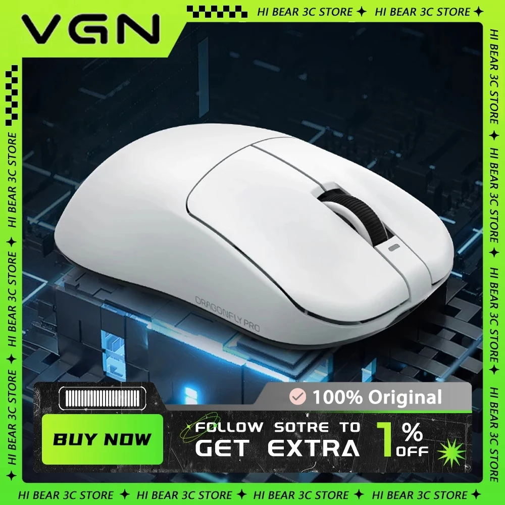 VGN Dragonfly F1 2.4G Wireless Mouse PAW 3395 Rechargeable Type-C Dual-mode Fps Gaming Mouse Light Weight Pc Gamer Accessories