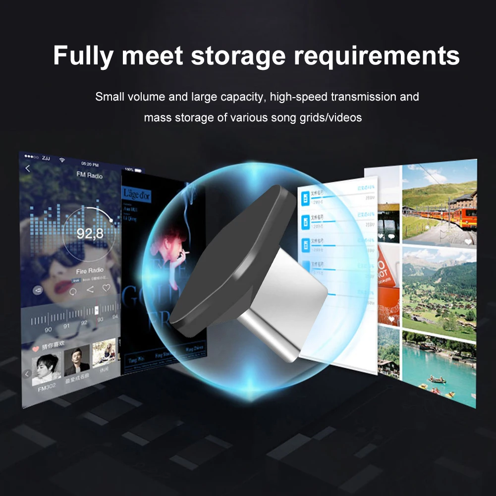 16GB/32GB/64GB Mini Car U Disk แบบพกพาประเภท C USB Flash Drive Memory Stick Fast Transmission Plug and Play สําหรับรถยนต์คอมพิวเตอร์ทีวี