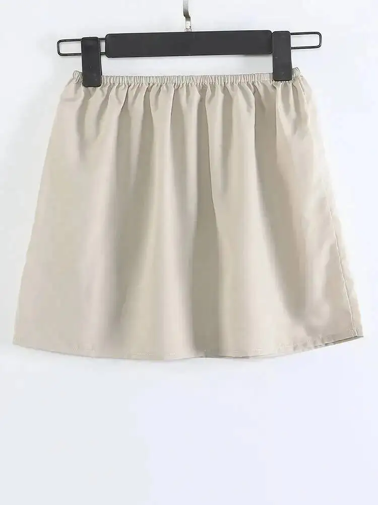 Elastic Waist Champagne High Glossy Ruffles Irregular Half-body Skirt Women Fashion New Spring Autumn 2026 1DJV85I