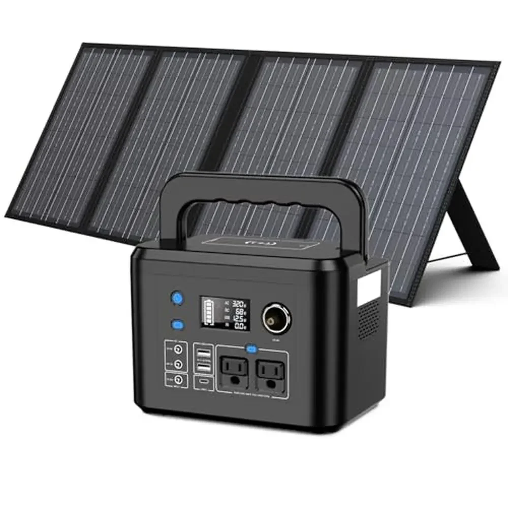 Portable Solar Generator 350W with 60W Solar Panel 70,000mAh Lithium Battery Pure Sine Wave AC Outlet Multiple Charging Ports