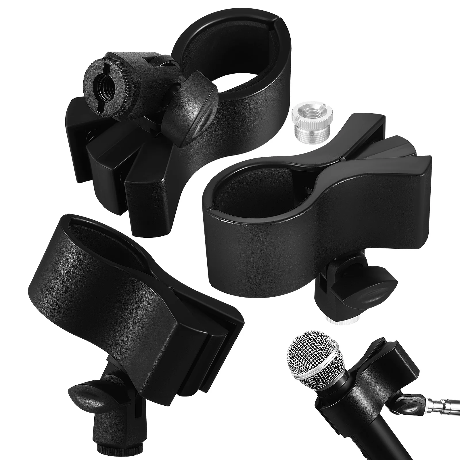 

3 Pcs Microphone Stand Clip Adjustable Holder Lightweight Clamp Mount Universal Mic Accessories Vibration Reduction Sturdy