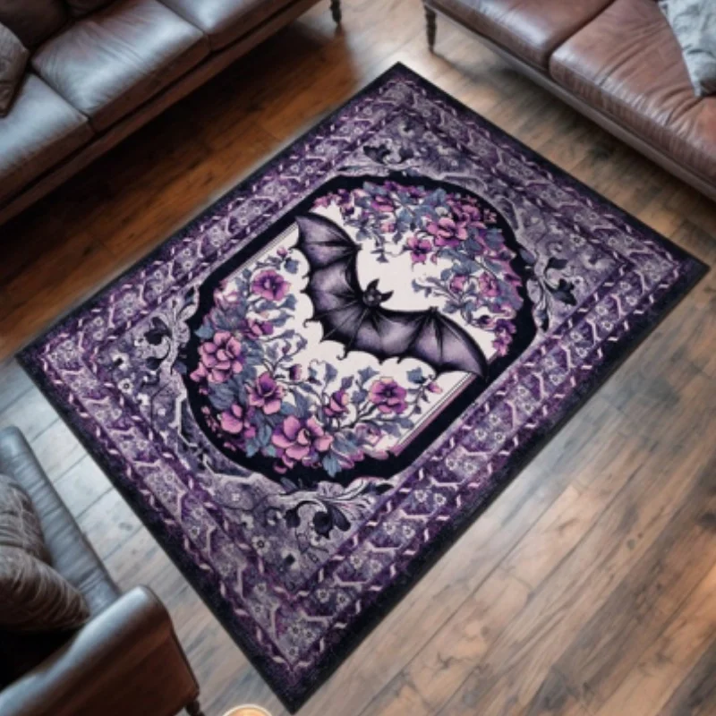 Vintage Goth Rug For Gothic Home Decor Purple Rococo Rug Gothic Bat Rug Bedroom Rug For Eclectic Home Decor Halloween Decoration