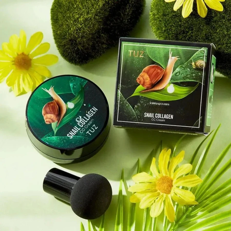 Snail Collagen CC Cream Mushroom Head Air Cushion BB Cream Foundation Moisturizing Face Concealer Waterproof Brightening Makeup