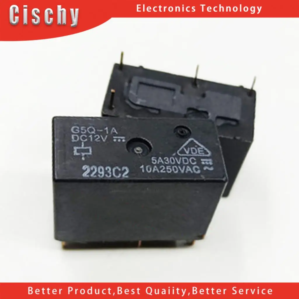 10pcs/lot 100%Original New Relay G5Q-1A 12VDC G5Q-1A-5V DC5V G5Q-1A-12V G5Q-1A-24V G5Q1A DC12V 10A 4pin power Relay In Stock