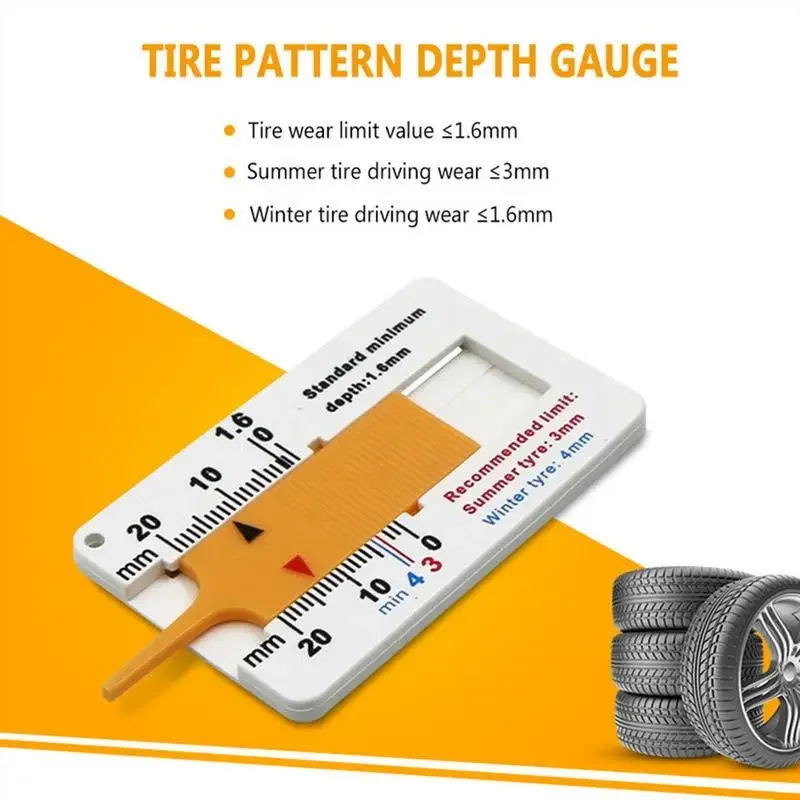 0-20mm Auto Depth Meter Tire Wheel Measure Tool Car Wheel Tread Depthometer Depth Indicator Ruler Plastic Tread Gauge Tire Tread