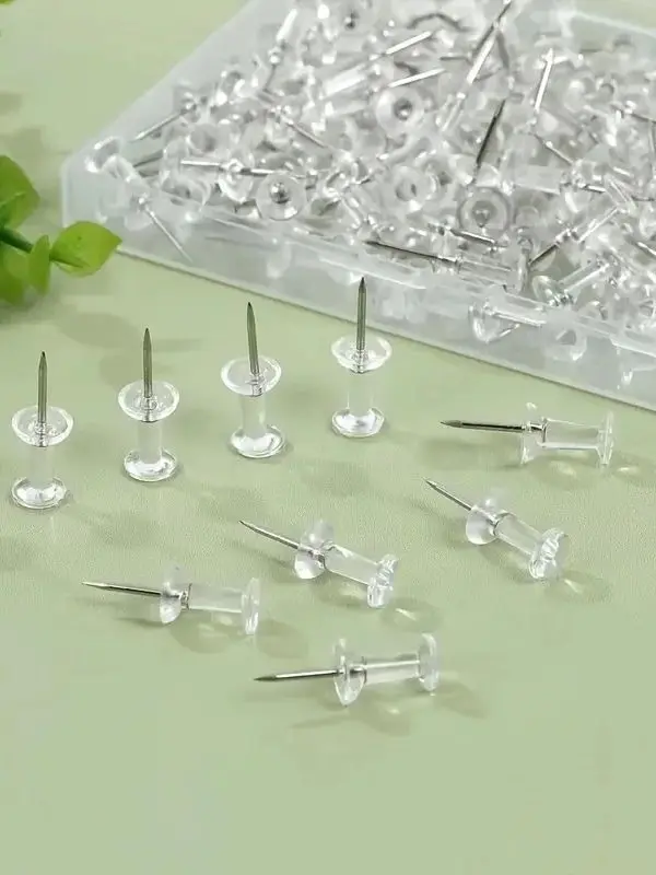 50 Stück Push-Pins, Foto-Postkarten-Dekoration, transparente Reißzwecken für Fotowände, Pinnwand, Heimbüro, Schule – Detail 4