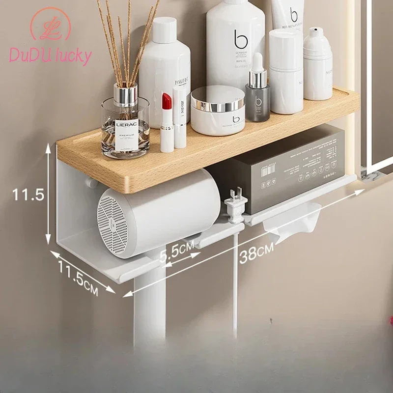 

Wall-mounted Hair Dryer Holder, Hanging Shelves, Bathroom Shelves, Blower Storage, Wall Shelf