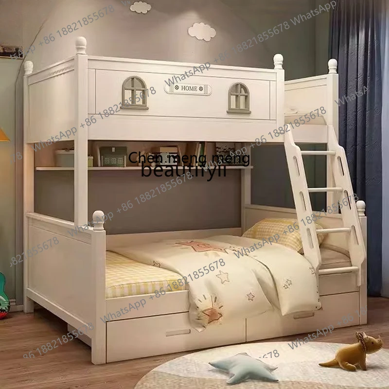 

X New modern all-solid wood upper and lower beds, bunk beds, thick two-layer simple high and low beds, upper and lower bunks