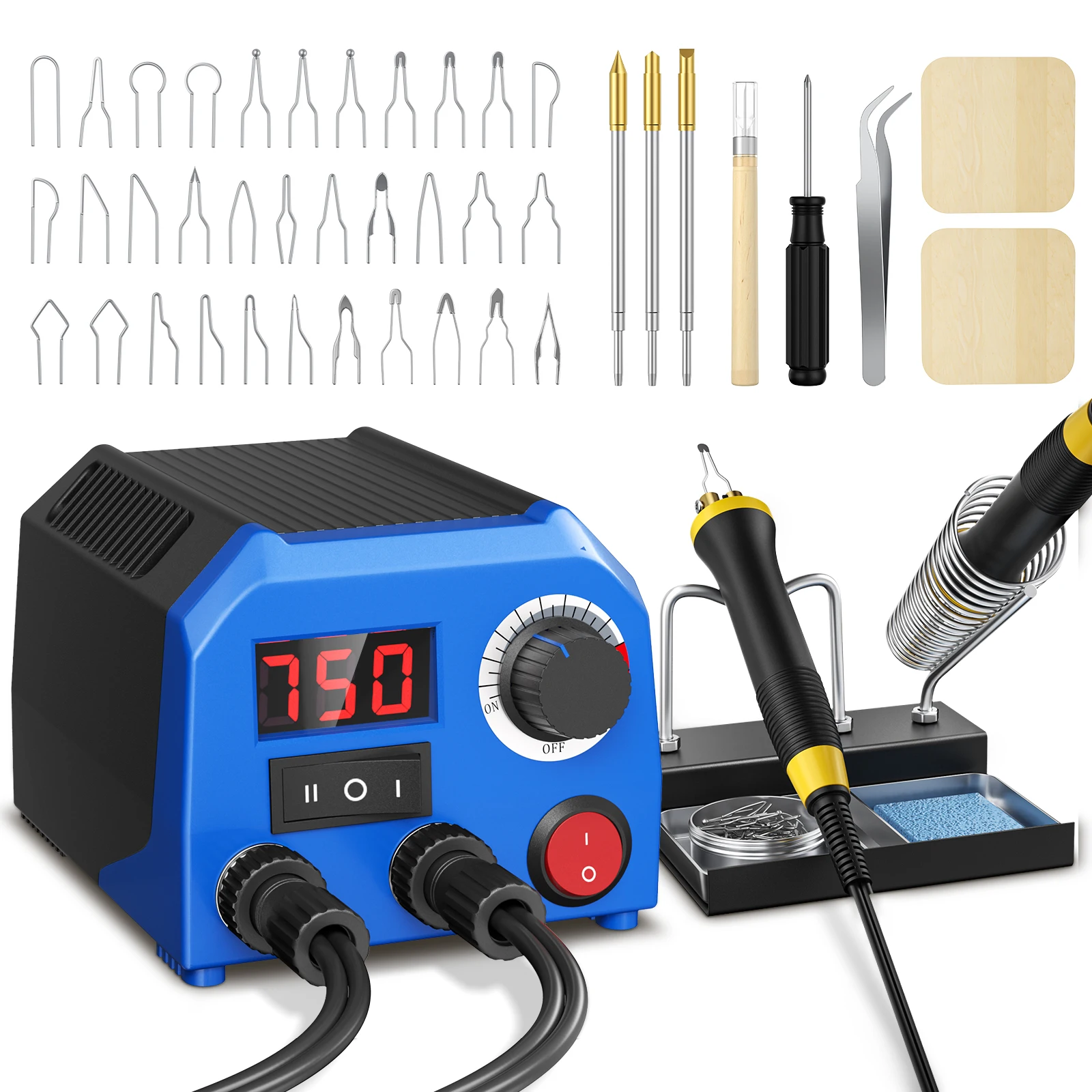 Máquina para quemar madera, bolígrafos de pirograbado duales, herramienta para quemar madera, temperatura Digital ajustable, quema de madera para obras de arte de pirograbado