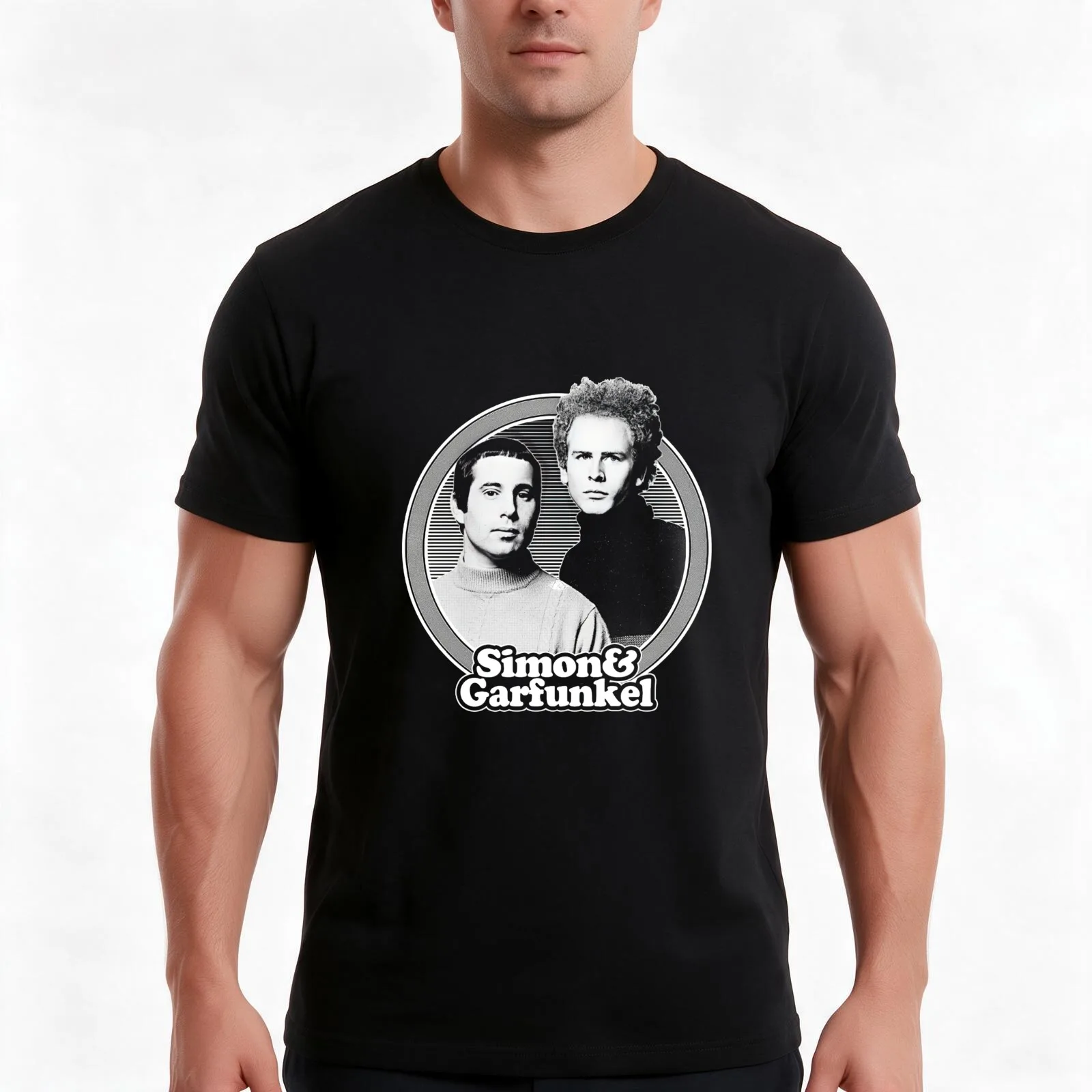 Simon & Garfunkel T-Shirt, Summer Casual Cotton Tee, Oversized Streetwear Tops, Vintage Graphic Print, Loose Fit Short Sleeve