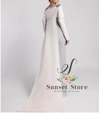 Jolie robe personnalisée avec perles, droite, épaules dénudées, robe de soirée formelle en crêpe, longueur au sol, robe de soirée pour femmes