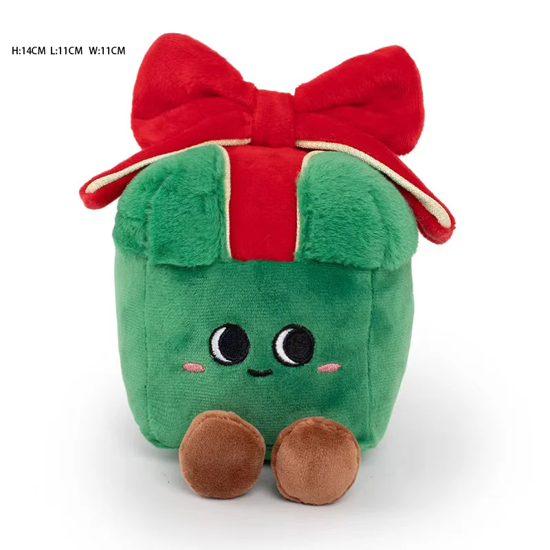 14CM New Imitation Gift Box Plush Toy with Smiling Face Bow Gift Box Doll Christmas Gift Party Decoration