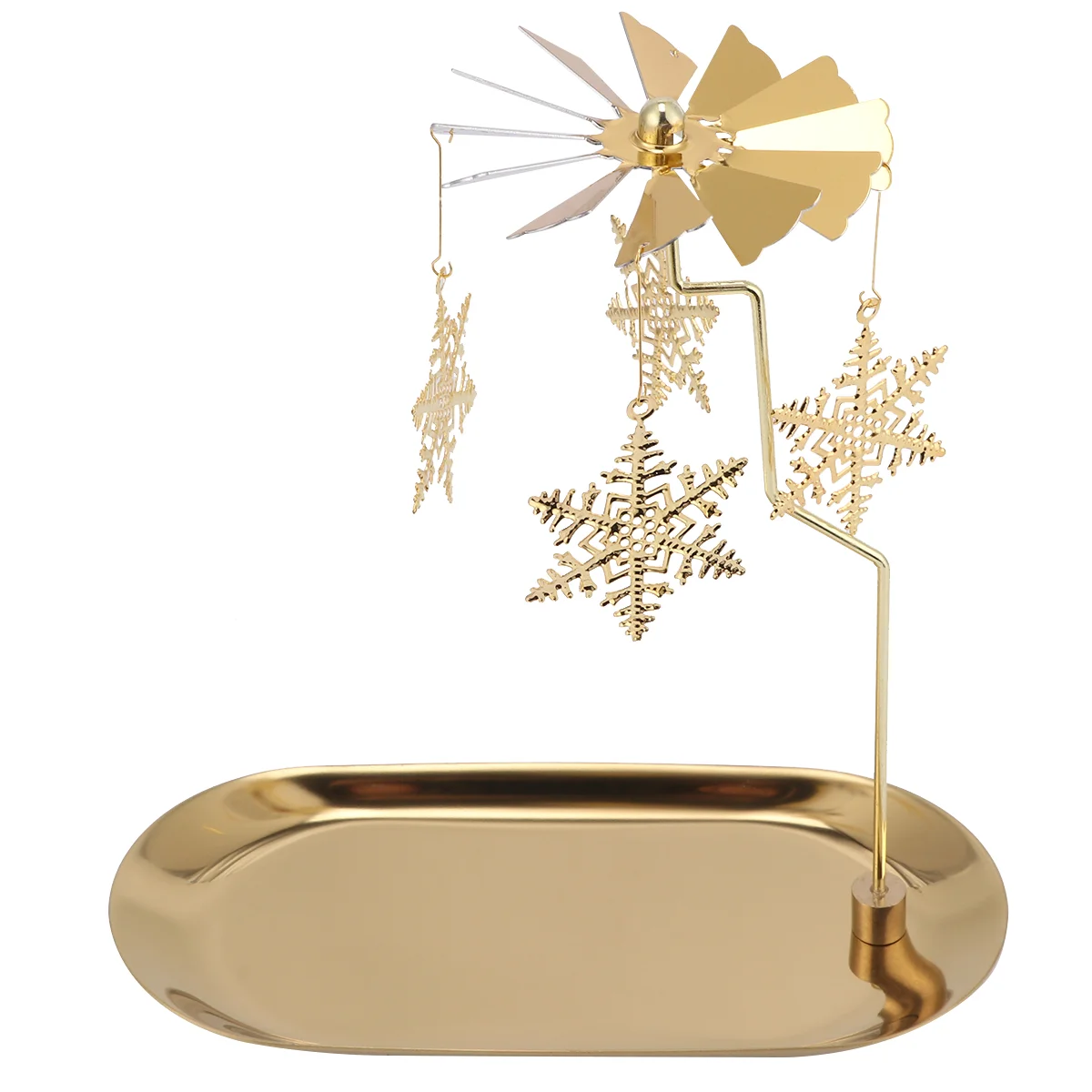 

Snowflake Flying Tray Rotating Candlestick Creative Holder Revolving Gold Decor Desktop Iron Holders