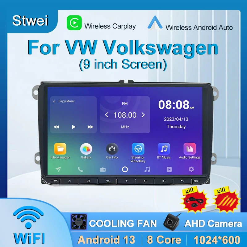 Android13 Autoradio Player For VW Volkswagen Seat Skoda Fabia Combi Octavia Carplay 2Din Car Radio 9 Inch Multimedia GPS WiFi BT