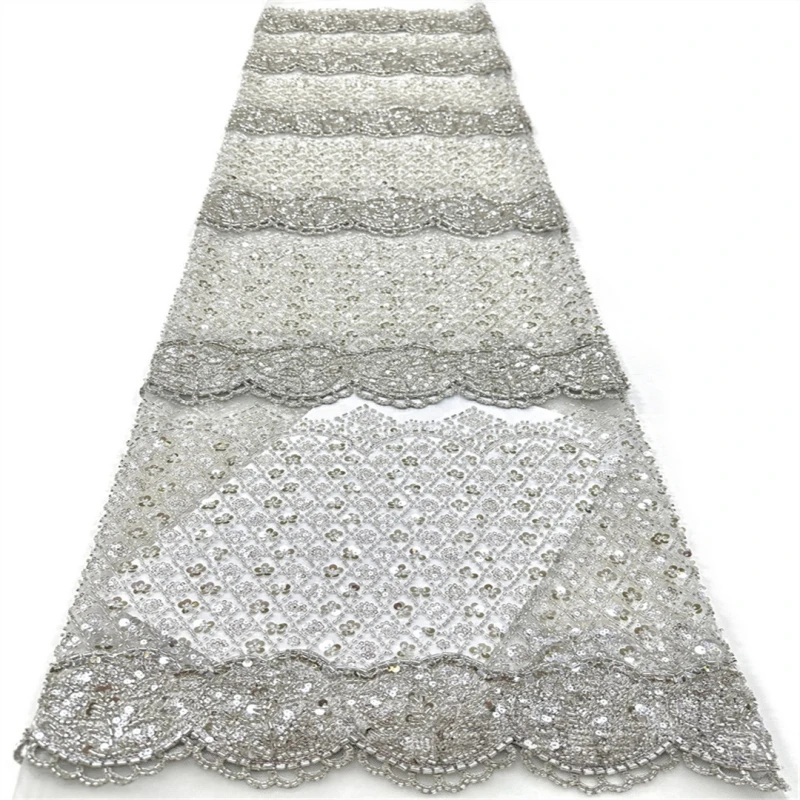 New Style African Nigerian 3D Embroidery Tulle Sequins Lace Fabric 2026 High Quality French Beaded Mesh Lace Fabric Prom Dress 2