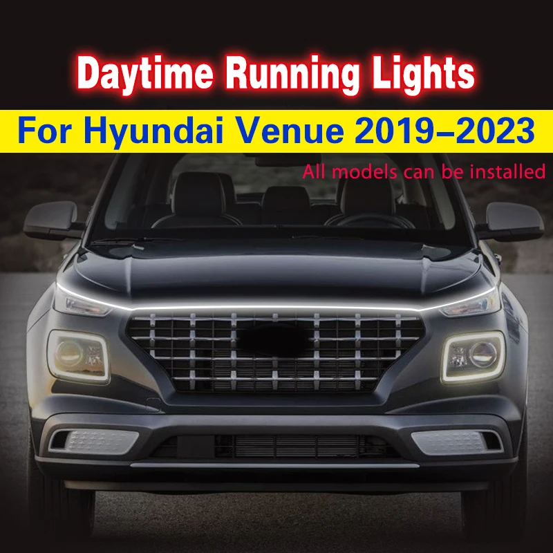 Led 12V światła do jazdy dziennej światło dzienne dla Hyundai venue 2019-2023 światło przeciwmgielne wodoodporna elastyczna dekoracyjna lampa