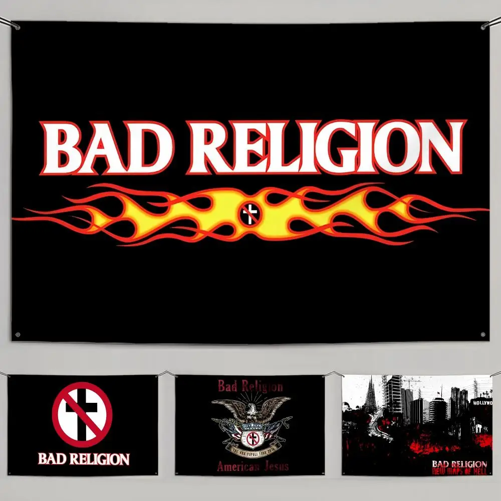 Bad Religion Punk Rock Band Flags Minimalist Fabric Flag Fade-Resistant Outdoor Garden Banner Hanging Sign for Shop Home Decor