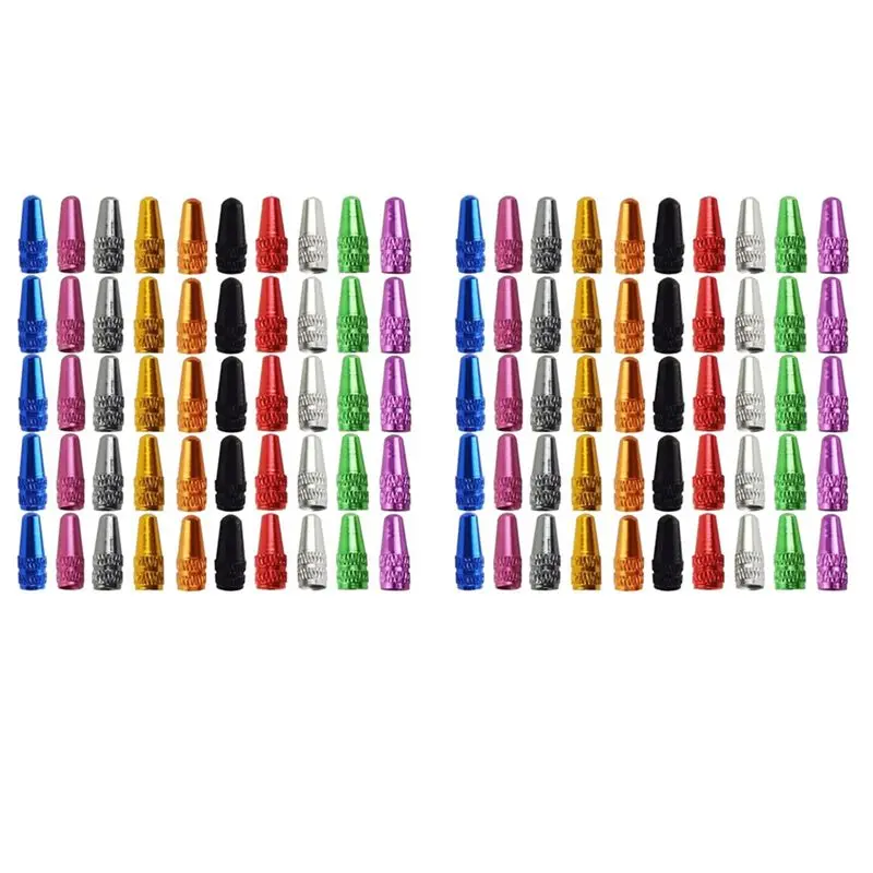 

AEF6-100PCS Bicycle Presta Valve Cap Aluminum Presta Cycling Valve Cap Bicycle Bike Tire Caps French Style Cap Dust Covers