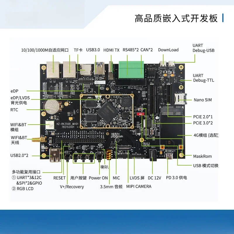 Placa de desenvolvimento de sistema Android Linux de nível industrial doméstico RK3568
