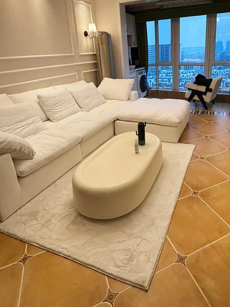 Imitation Rabbit Fur Carpet,Thickened Faux Fur Mats For Living Room,Soft Fluffy Plush Rug Bedroom, Kids’ Play Area Mat Beige