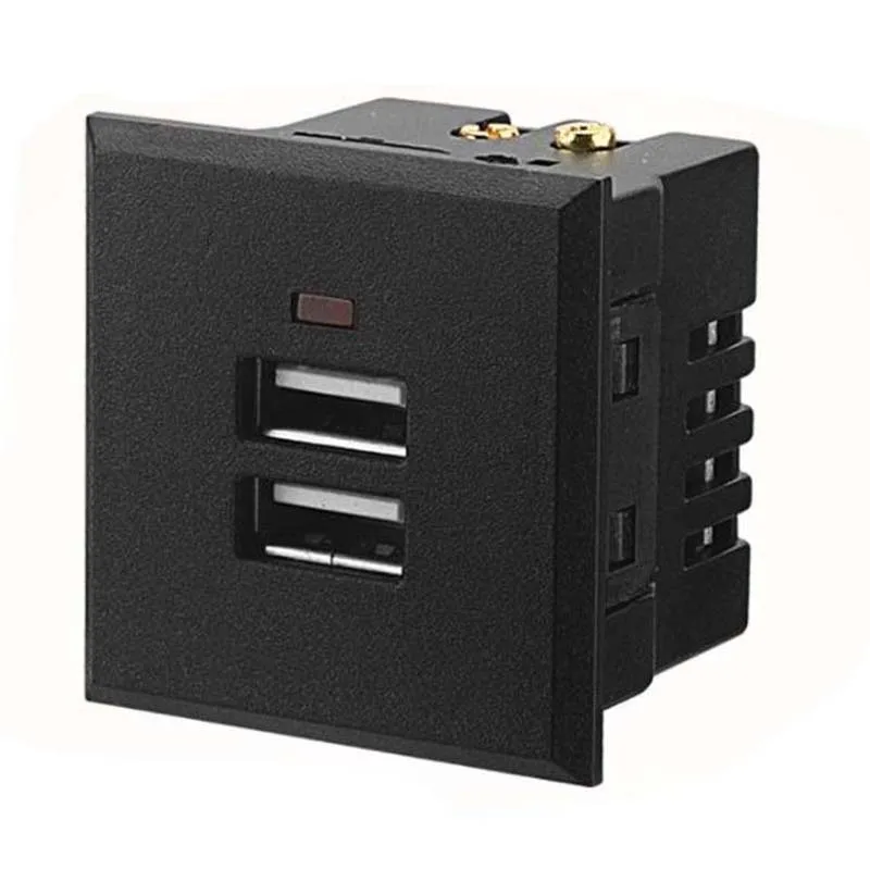 Fonte preto branco 5v 2.1a incorporado dupla usb ac tomada de alimentação usb cartão-tipo de tomada de mesa dc carregamento módulo de tomada de energia