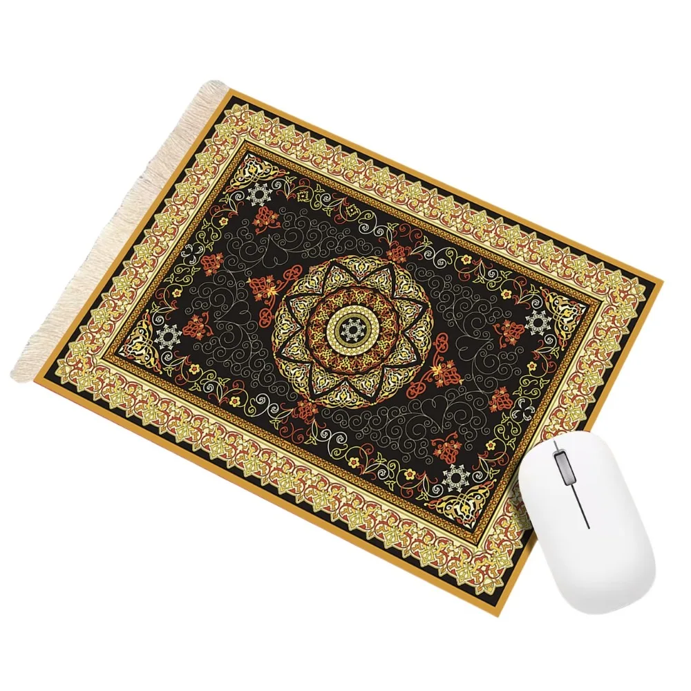 Pet Pad Bohemia Persian Mouse Pad Rubber Base Anti-slip Desk Mat Rectangle Shape Durable Carpet Mouse Pad Office Use