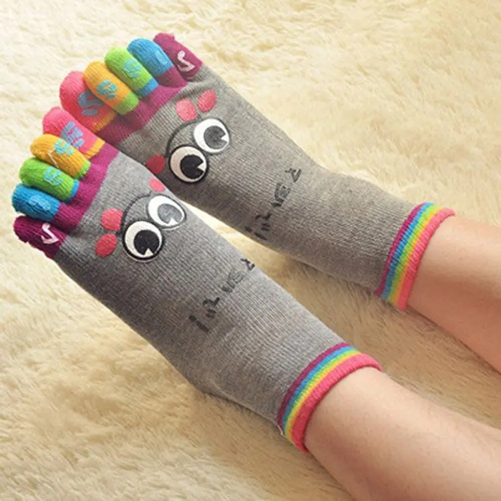 Athletic Charming Cotton Cute Women's Crew Five Toe Socks 1 Pair Micro Performance