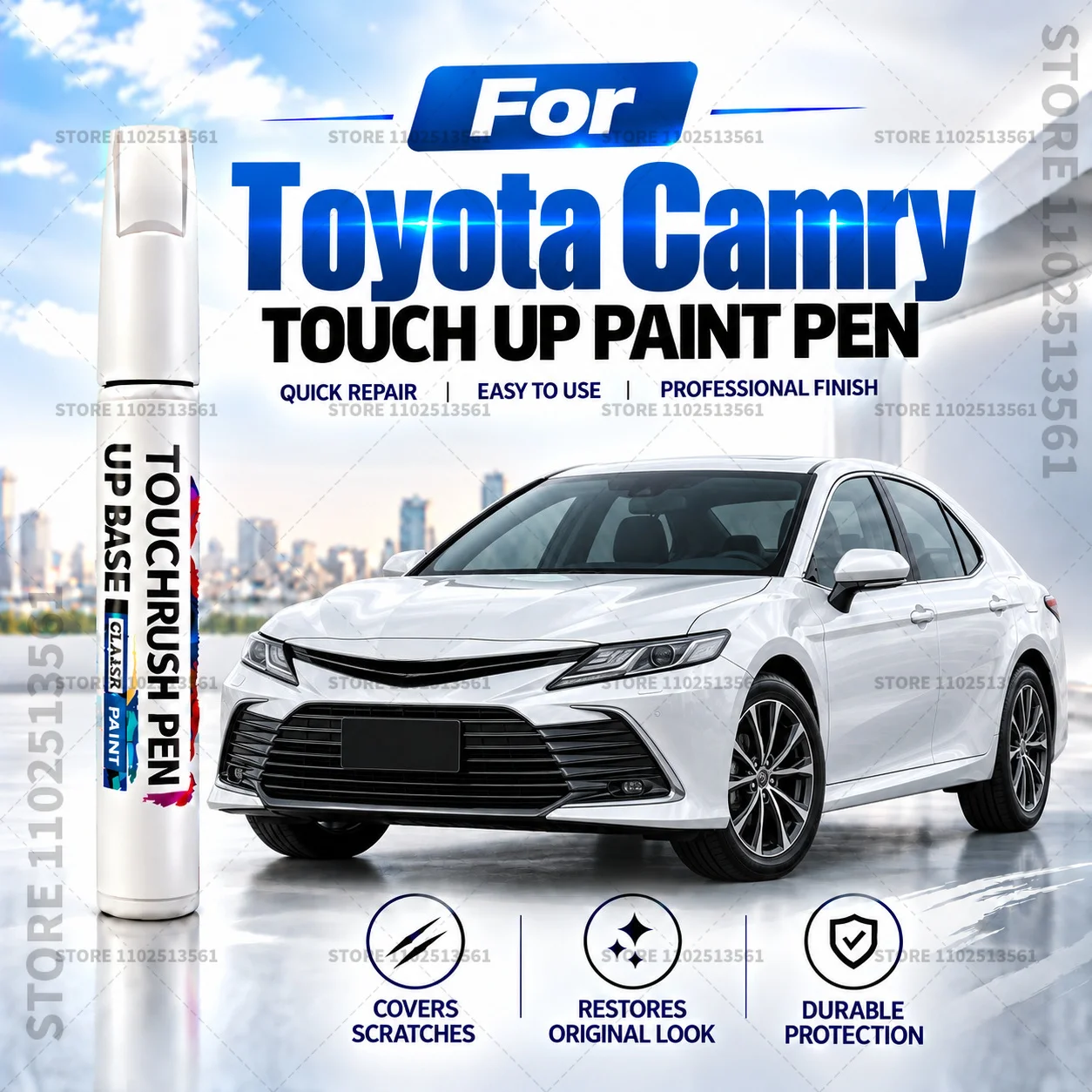 For Toyota Camry Blue White Car Scratch Remover Paint Pen Touch Up Marker for Auto Body Repair Door Bumper Fender Accessories