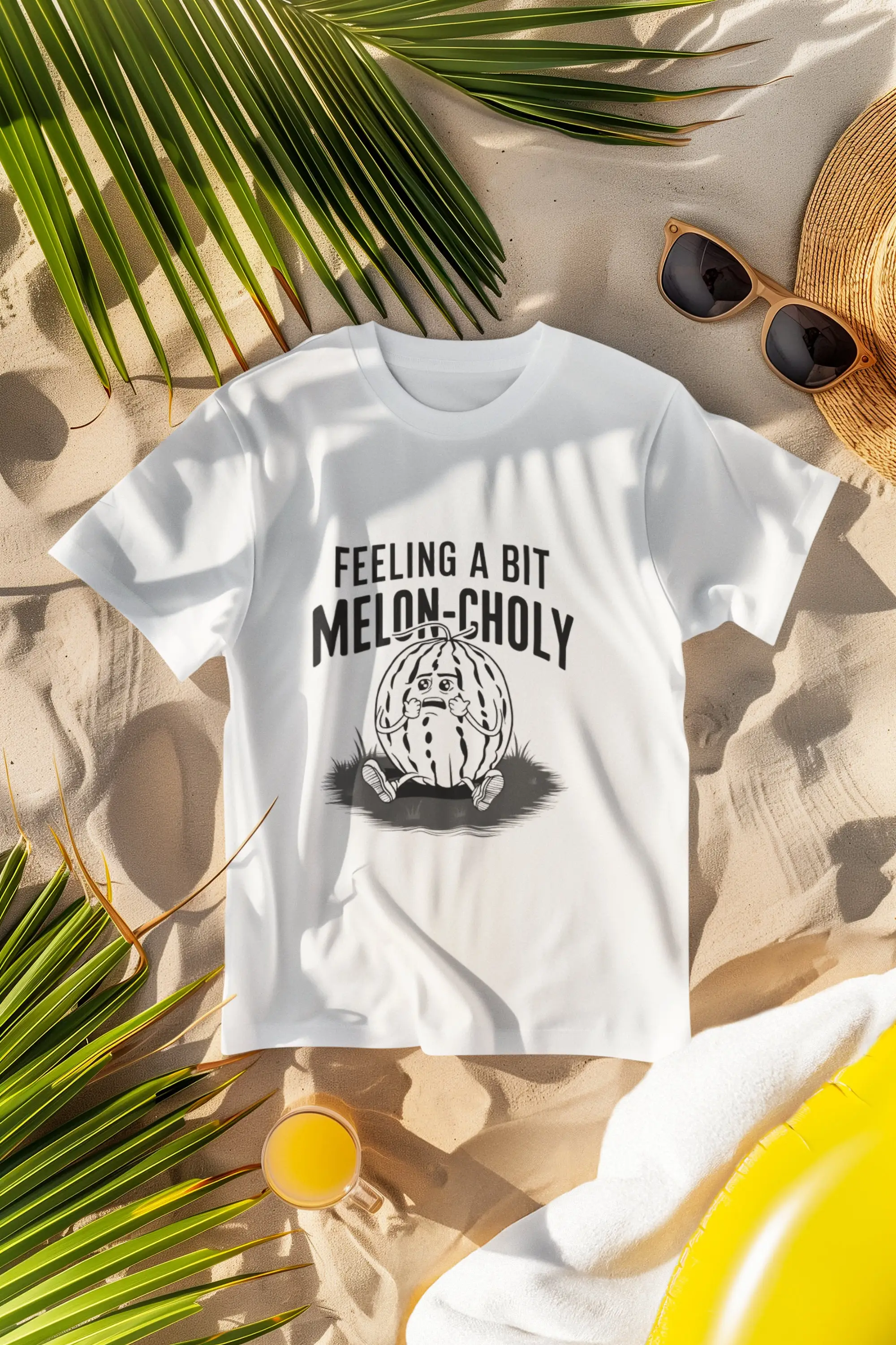 Camiseta divertida de Anime Melon Feeling A Bit Choly, algodón pesado, humorística, minimalista, moda perfecta peculiar