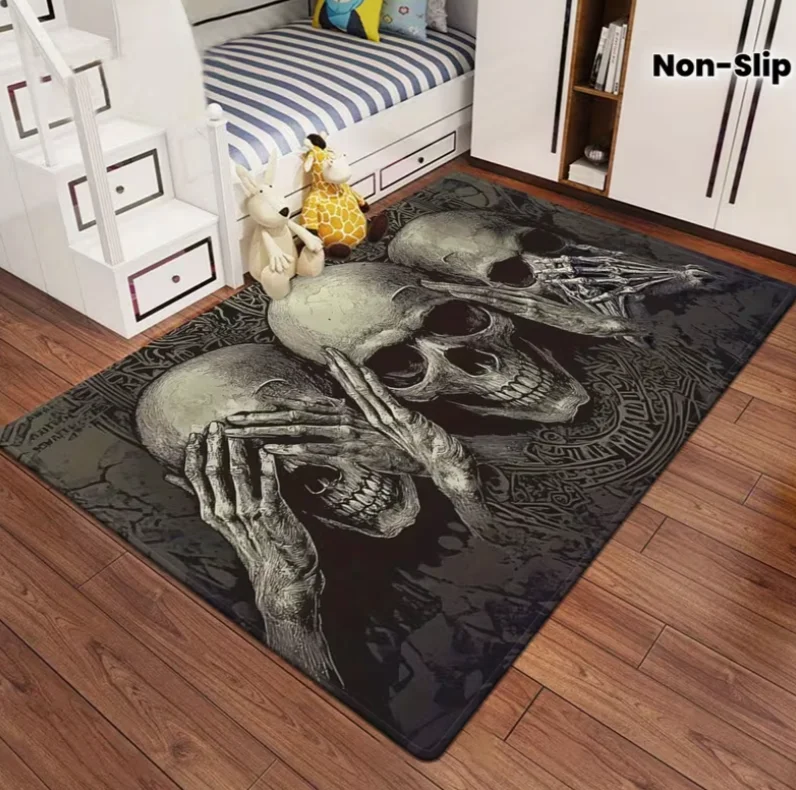Skeleton Eye, Nose & Throat Trio Carpet – Non-Slip Bathroom Mats for Kitchen Rugs and Yoga Mat  Absorbent Washable Polyester Rug